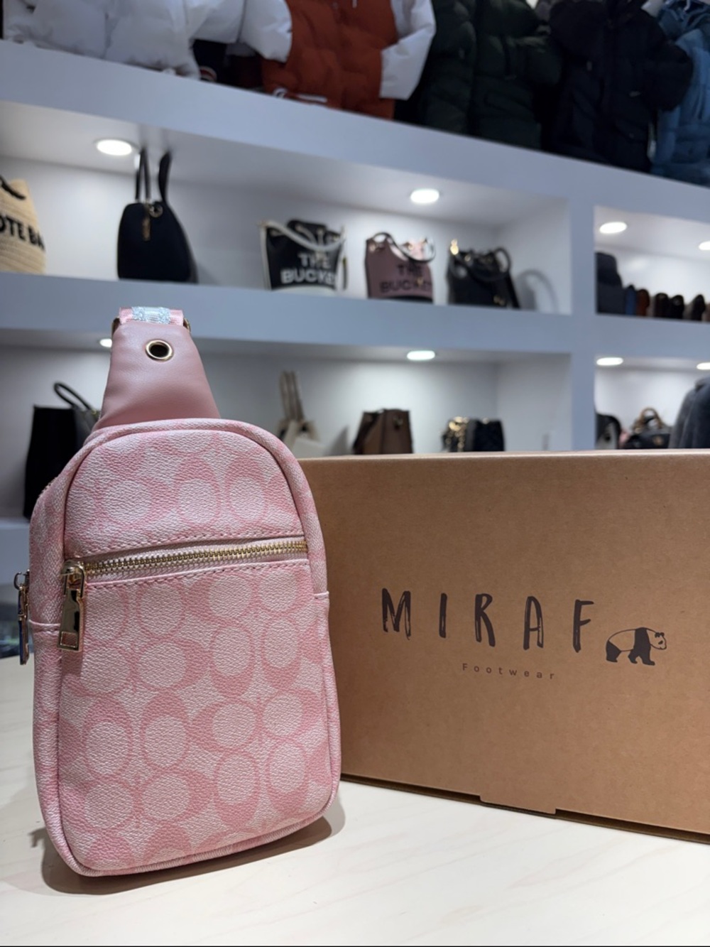 Pink Patterned Crossbody Sling Bag